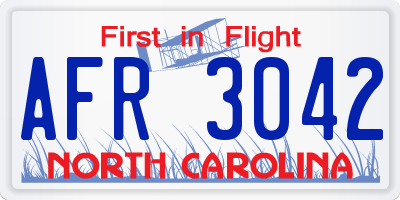 NC license plate AFR3042