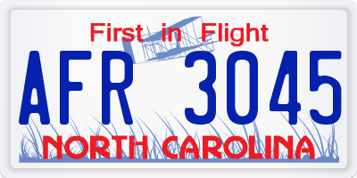 NC license plate AFR3045