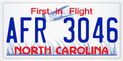 NC license plate AFR3046