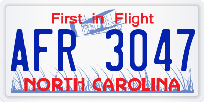 NC license plate AFR3047