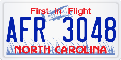 NC license plate AFR3048