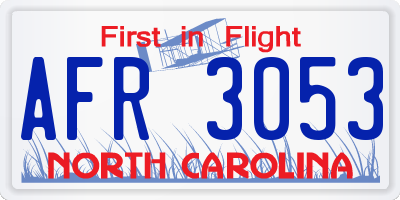 NC license plate AFR3053