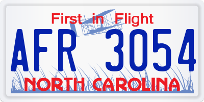 NC license plate AFR3054