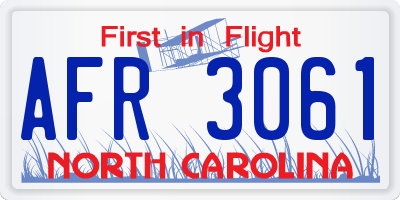 NC license plate AFR3061