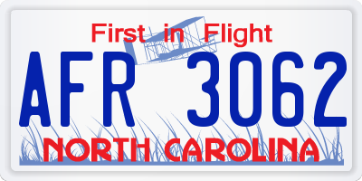NC license plate AFR3062