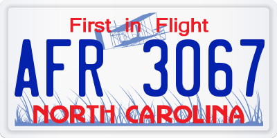 NC license plate AFR3067