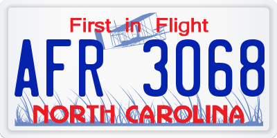 NC license plate AFR3068