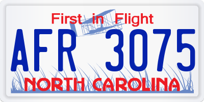 NC license plate AFR3075