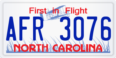 NC license plate AFR3076