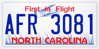 NC license plate AFR3081