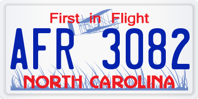 NC license plate AFR3082