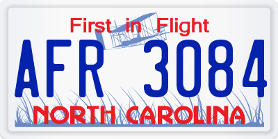 NC license plate AFR3084