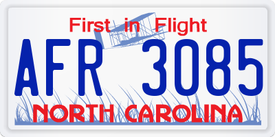 NC license plate AFR3085