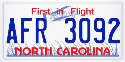 NC license plate AFR3092