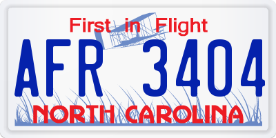 NC license plate AFR3404