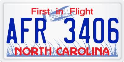NC license plate AFR3406