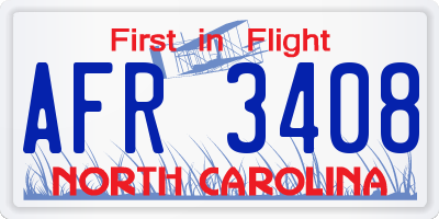 NC license plate AFR3408