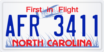 NC license plate AFR3411