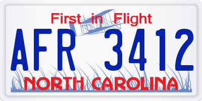 NC license plate AFR3412