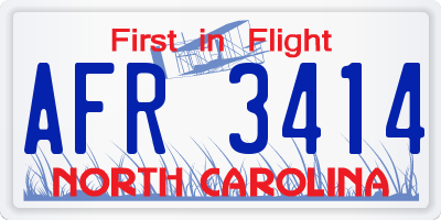 NC license plate AFR3414