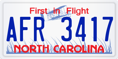 NC license plate AFR3417