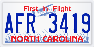 NC license plate AFR3419