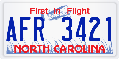 NC license plate AFR3421