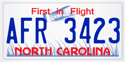 NC license plate AFR3423
