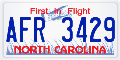 NC license plate AFR3429
