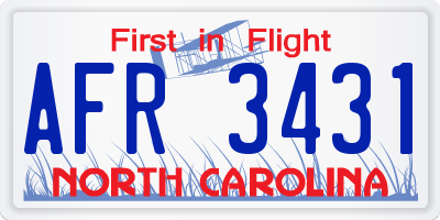 NC license plate AFR3431