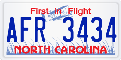 NC license plate AFR3434