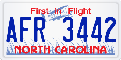 NC license plate AFR3442
