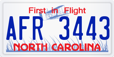 NC license plate AFR3443