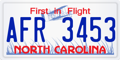 NC license plate AFR3453