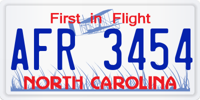 NC license plate AFR3454