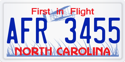 NC license plate AFR3455