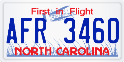 NC license plate AFR3460