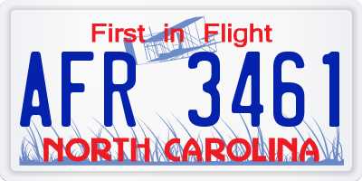NC license plate AFR3461