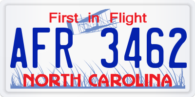 NC license plate AFR3462