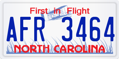 NC license plate AFR3464