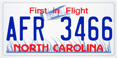 NC license plate AFR3466