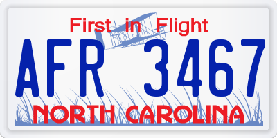 NC license plate AFR3467