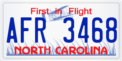 NC license plate AFR3468