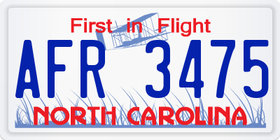 NC license plate AFR3475