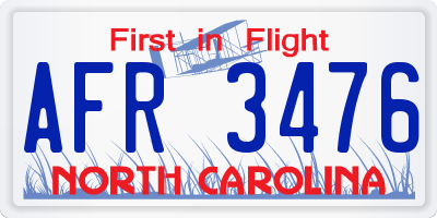 NC license plate AFR3476