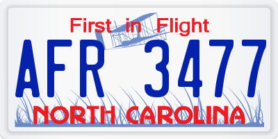 NC license plate AFR3477