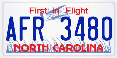NC license plate AFR3480