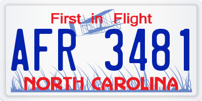 NC license plate AFR3481
