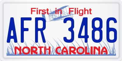 NC license plate AFR3486
