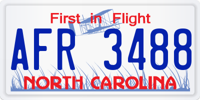 NC license plate AFR3488